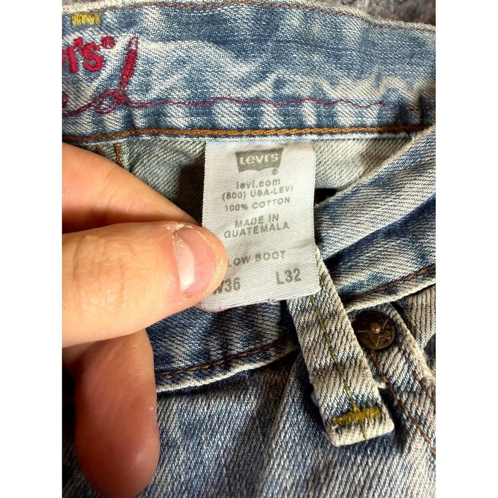 Levi's Bootcut Jeans Mens 36x32 Blue Denim Cotton Light Wash Mid Rise Frayed Hem
